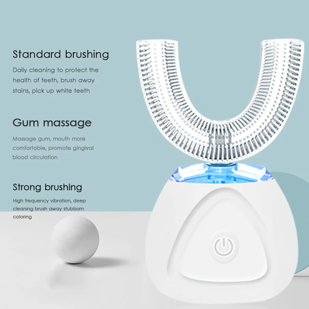 360 Degree LED Automatic Sonic Toothbrush Electric Ultrasonic Tooth Brush U Type Tooth Cleaning Instrument New
360 Degree LED Automatic Sonic Toothbrush Electric Ultrasonic Tooth Brush U Type Tooth Cleaning Instrument New