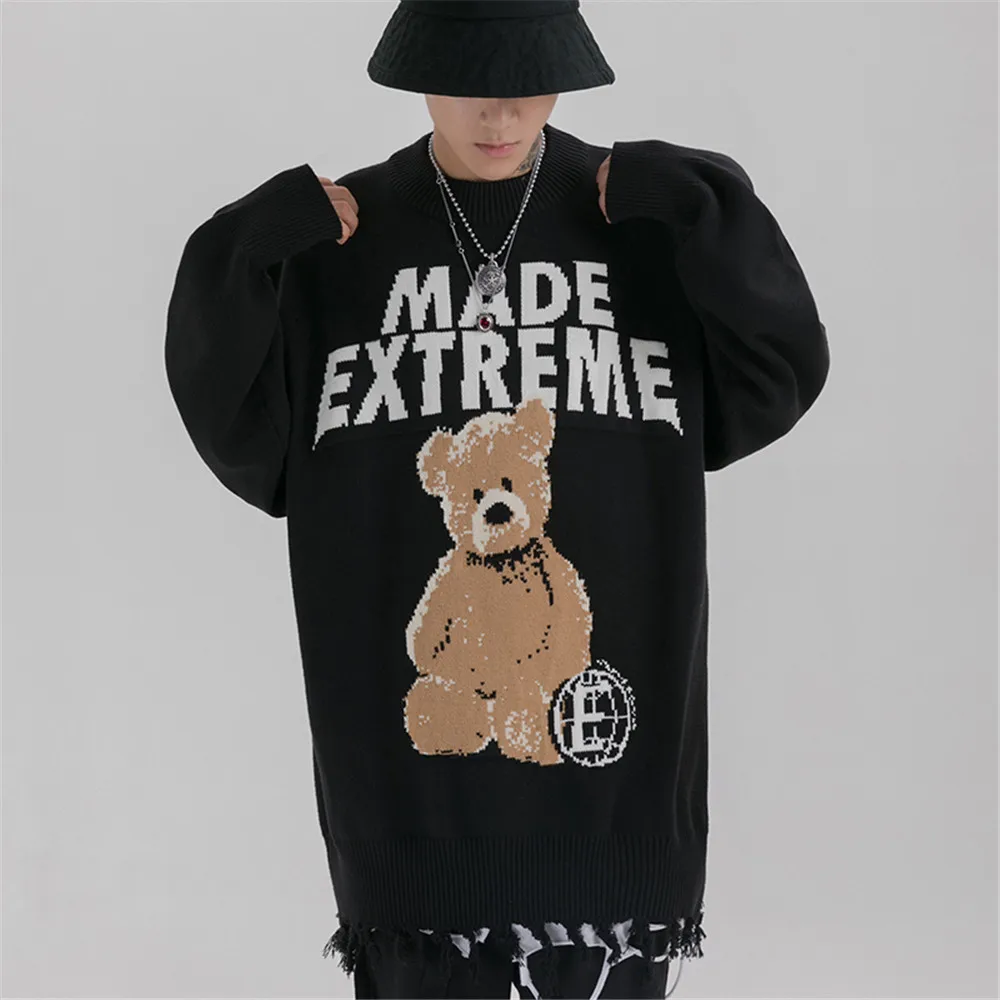Toy bear knitted sweater men Hip Hop Cartoon pullovers mens clothing 2021 oversized vintage sweater women ME-M06
Toy bear knitted sweater men Hip Hop Cartoon pullovers mens clothing 2021 oversized vintage sweater women ME-M06