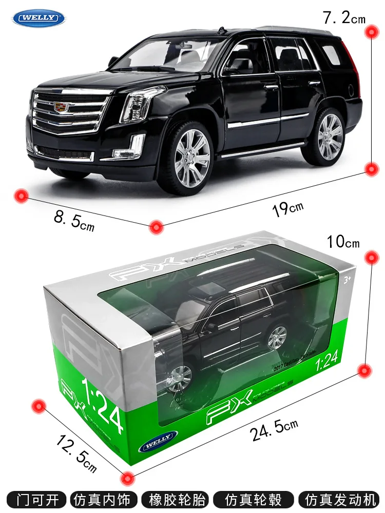 WELLY 1:24 Cadillac Escalade Alloy Luxury Vehicle Diecast Pull Back Cars Model Toy Collection Xmas Gift
WELLY 1:24 Cadillac Escalade Alloy Luxury Vehicle Diecast Pull Back Cars Model Toy Collection Xmas Gift