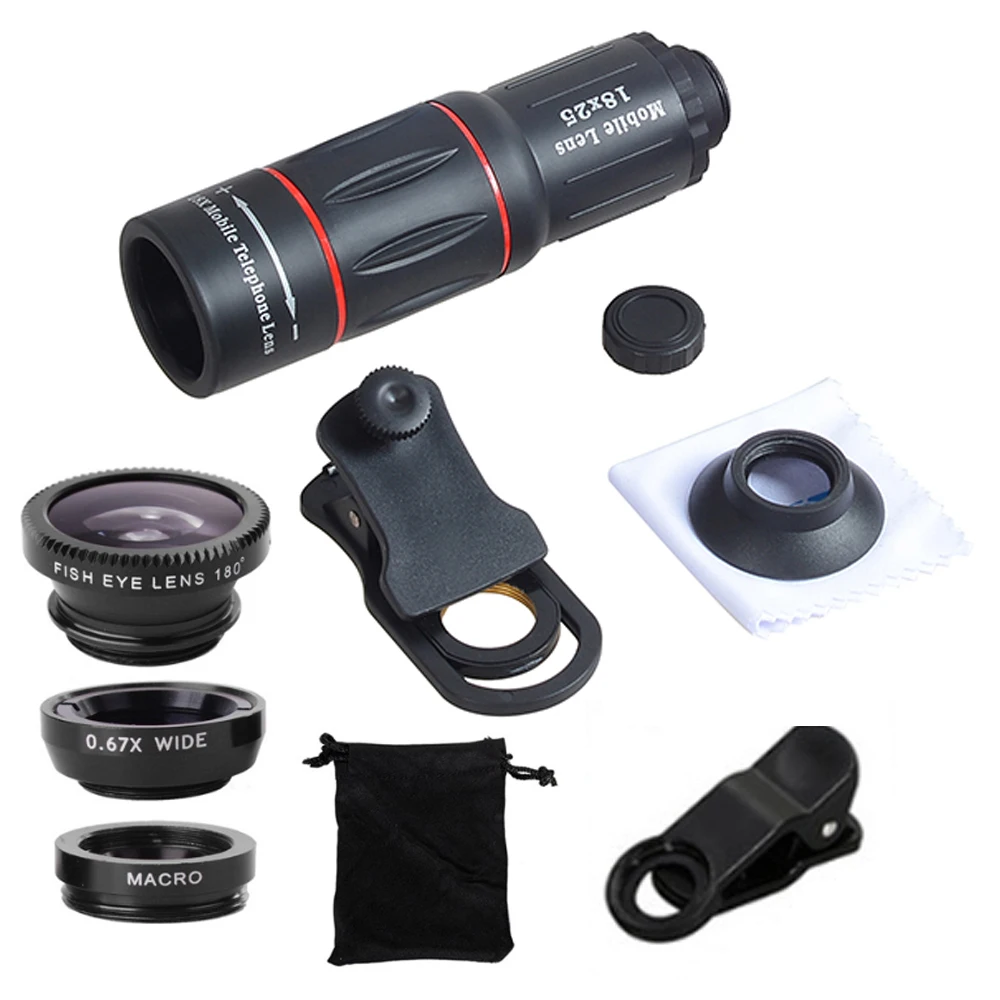 TOKOHANSUN Optic Mobile Phone Camera Lens 18x Telescope Telephoto Lens + 3in1 Fisheye Wide Angle Macro Lens for Samsung iPhone
TOKOHANSUN Optic Mobile Phone Camera Lens 18x Telescope Telephoto Lens + 3in1 Fisheye Wide Angle Macro Lens for Samsung iPhone