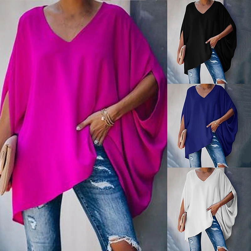 Fashion Women Summer Elegant V Neck Oversized Top Lady Casual Solid Long Sleeve Loose Fit Blouse New 
Fashion Women Summer Elegant V Neck Oversized Top Lady Casual Solid Long Sleeve Loose Fit Blouse New