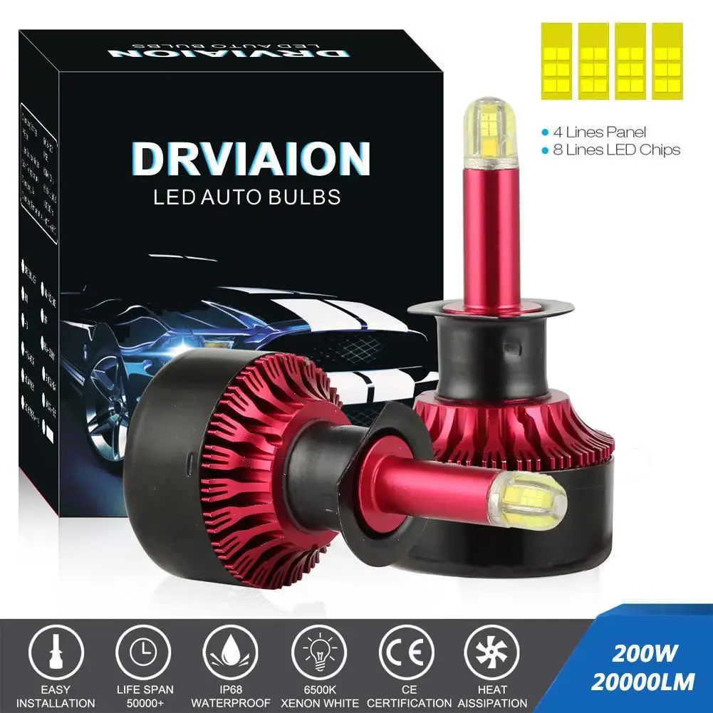 New 2PCS 200W 20000LM Car LED Headlight H1 H7 H8/9/11 9005 9006 Auto Lamp 6500 K Headlamp Automobile Lights Bulbs H7 Led Lamp
New 2PCS 200W 20000LM Car LED Headlight H1 H7 H8/9/11 9005 9006 Auto Lamp 6500 K Headlamp Automobile Lights Bulbs H7 Led Lamp