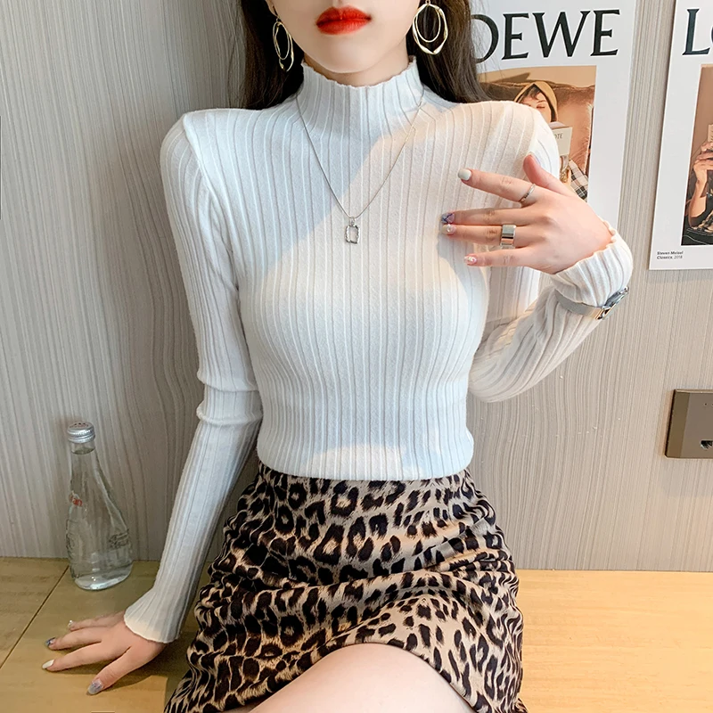 Women's Autumn and Winter Sweater Knitted Cotton Tops for Women Thin Solid Sweater Women Long Sleeve Top Half High Neck Sweaters
Women's Autumn and Winter Sweater Knitted Cotton Tops for Women Thin Solid Sweater Women Long Sleeve Top Half High Neck Sweaters