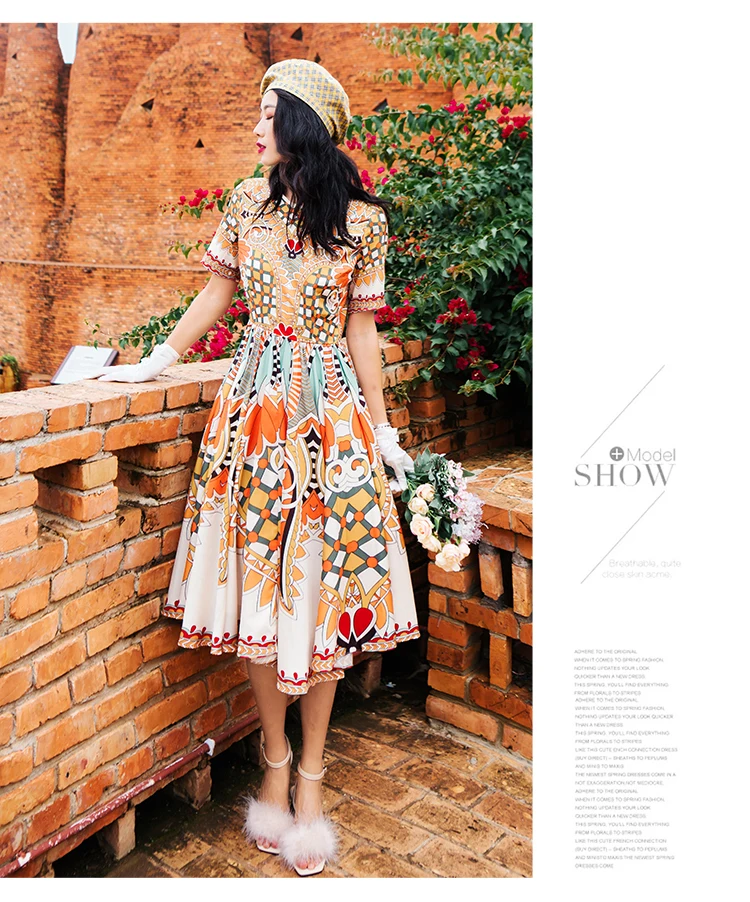 New Vintage Print Summer Runway Women's Clothing Short Sleeved Round Neck Elegant Bohemian Flower High Waist Pleated Dress
New Vintage Print Summer Runway Women's Clothing Short Sleeved Round Neck Elegant Bohemian Flower High Waist Pleated Dress