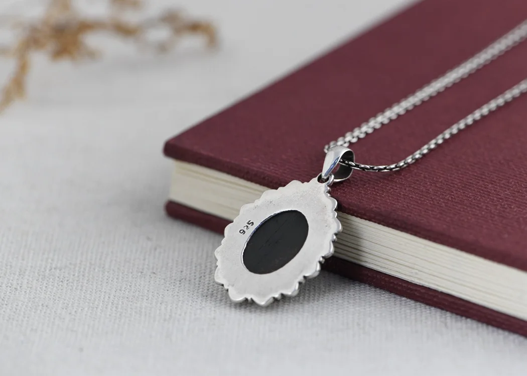 925 Sterling Silver Pendant For Women Faceted Natural Gemstone Antique Retro Black Agate Pendant
925 Sterling Silver Pendant For Women Faceted Natural Gemstone Antique Retro Black Agate Pendant