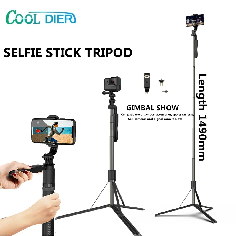 Прохладный DIER 1490 мм Bluetooth Беспроводной Selfie Stick с пульт дистанционного спуска