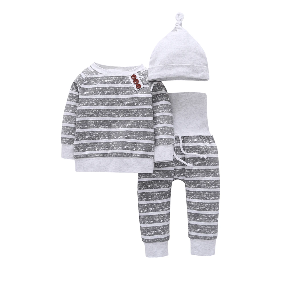 2021 newborn baby boy girl clothes set infant toddler striped 3pcs fall long sleeve spring autumn 3M 6-12M 2T roupa de bebe ropa 
2021 newborn baby boy girl clothes set infant toddler striped 3pcs fall long sleeve spring autumn 3M 6-12M 2T roupa de bebe ropa