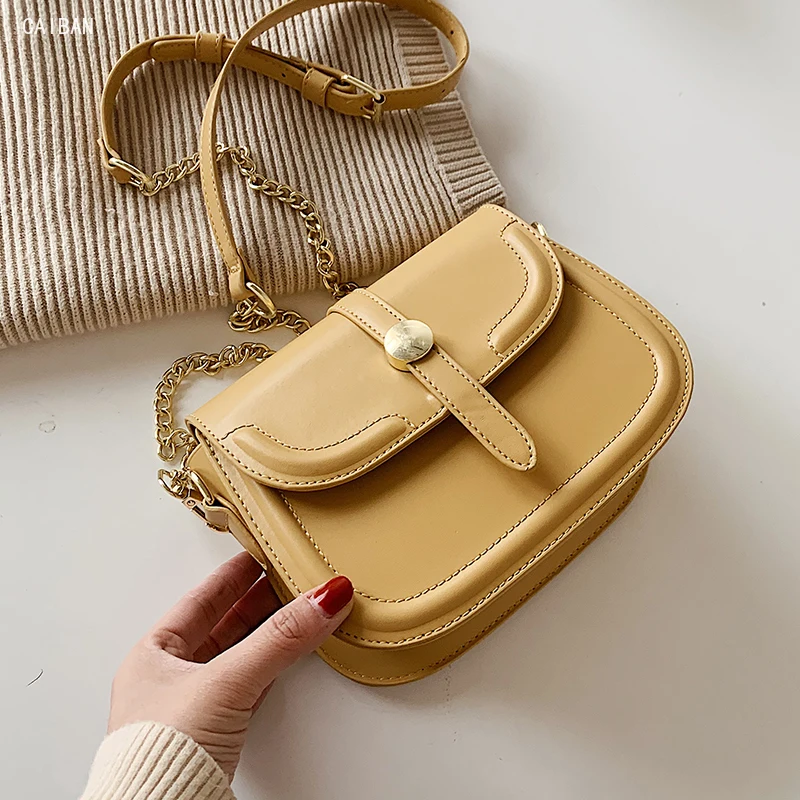 Vintage Fashion Pure Color Saddle Bag 2021 New High Quality Leather Women's Designer Handbag Lock Shoulder Messenger Bag Purses
Vintage Fashion Pure Color Saddle Bag 2021 New High Quality Leather Women's Designer Handbag Lock Shoulder Messenger Bag Purses