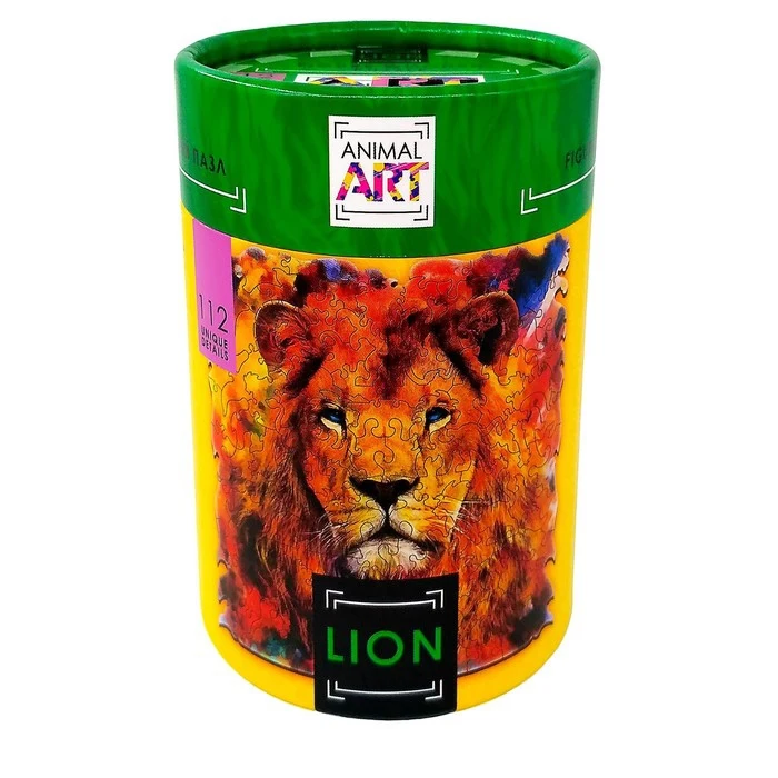 Фигурный деревянный пазл ANIMAL ART Лев 112 деталей | Игрушки и хобби