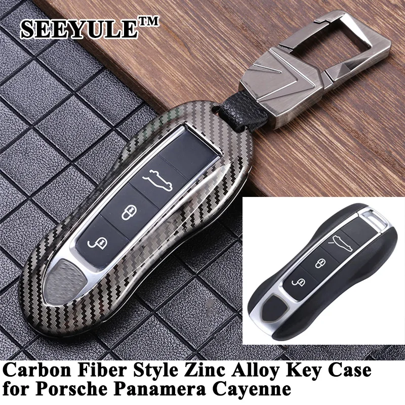 1pc SEEYULE Carbon Fiber Style Car Key Cover Case Shell Protector Accessories for Porsche Panamera 2017-2019 Cayenne 2018 2019 | Автомобили