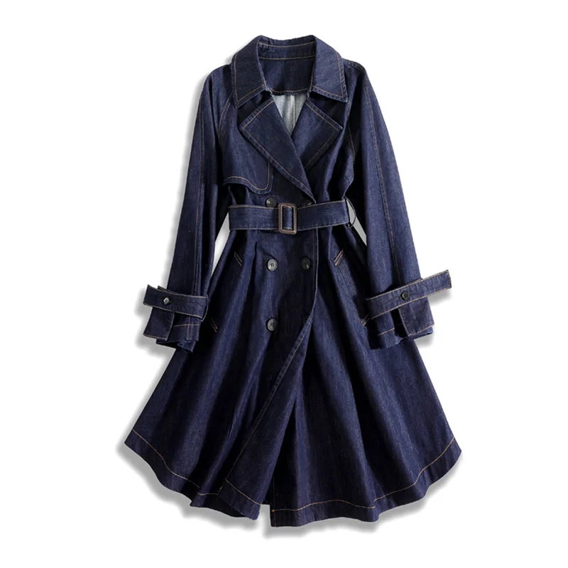 Tops women Denim Blue Casual Double Breasted outwear fashion Loose Long sleeve Trench spring new Cotton Long section coat
Tops women Denim Blue Casual Double Breasted outwear fashion Loose Long sleeve Trench spring new Cotton Long section coat