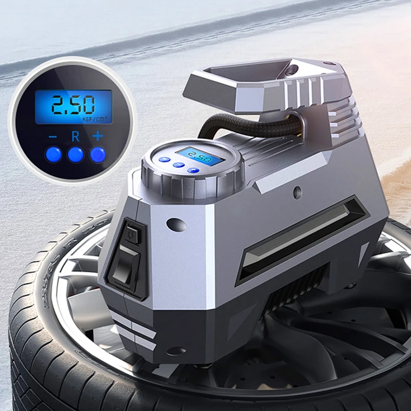 Portable Auto Air Compressor Tire Inflator Car Tire Pump With Digital Display Pressure Gauge 150 Psi Bright Emergency Flashlight
Portable Auto Air Compressor Tire Inflator Car Tire Pump With Digital Display Pressure Gauge 150 Psi Bright Emergency Flashlight