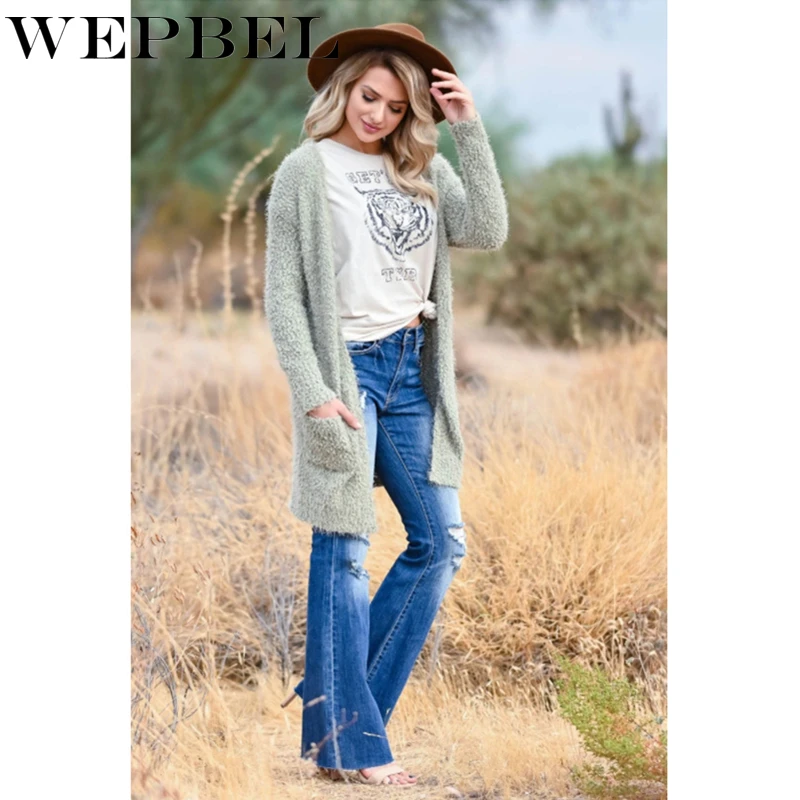 WEPBEL Women Casual Hole Denim Jeans Ladies New Fashion Long Trousers Ripped Straight Denim Pants
WEPBEL Women Casual Hole Denim Jeans Ladies New Fashion Long Trousers Ripped Straight Denim Pants