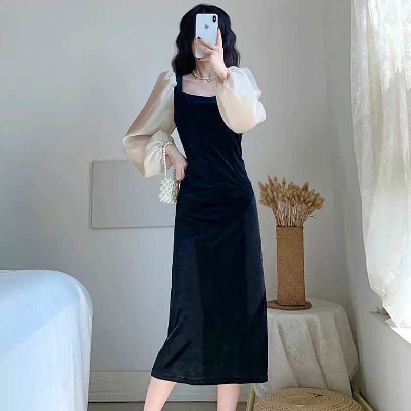 Niche Long Sleeve Chic Design Pleuche Dress Women's Spring and Autumn Black Dress Hepburn Style High-End Long Skirt
Niche Long Sleeve Chic Design Pleuche Dress Women's Spring and Autumn Black Dress Hepburn Style High-End Long Skirt