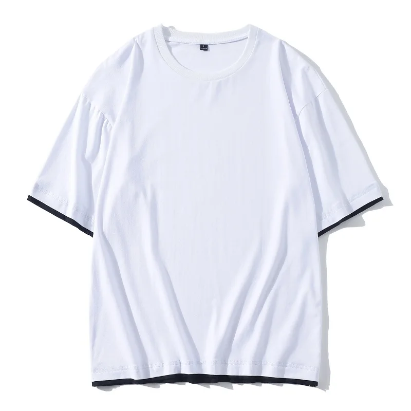 Simple and loose cotton drop-shoulder fake two-piece short-sleeved T-shirt men and women T-shirt bottoming shirt
Simple and loose cotton drop-shoulder fake two-piece short-sleeved T-shirt men and women T-shirt bottoming shirt