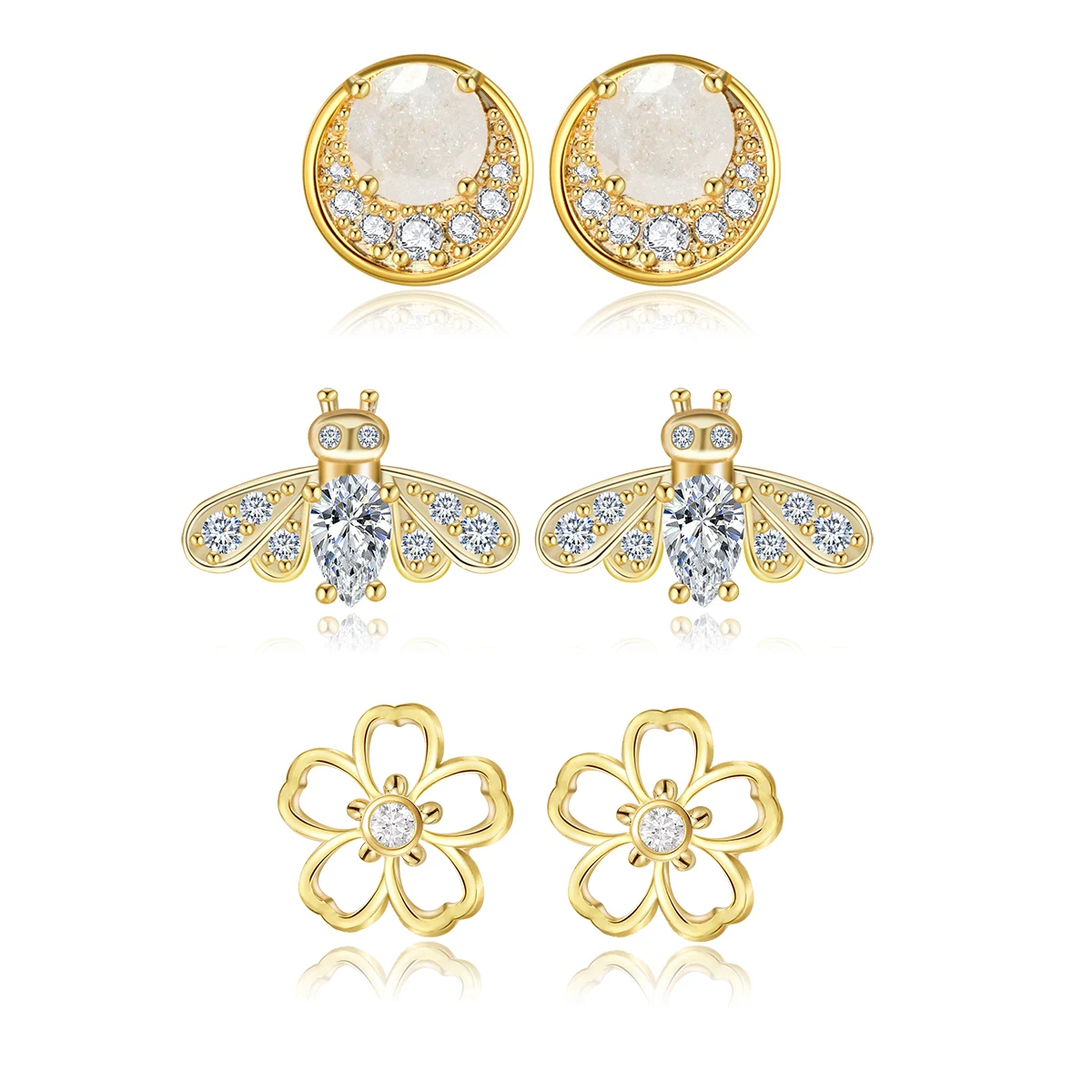 WeSparking Pusheen Earrings For Women Gold Plated Animal Bee Flower Charm With Zircon Stud Earrings Set Fashion Trend Jewelry
WeSparking Pusheen Earrings For Women Gold Plated Animal Bee Flower Charm With Zircon Stud Earrings Set Fashion Trend Jewelry