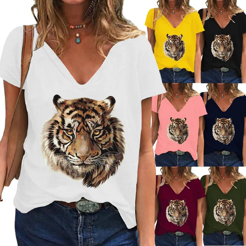 V-neck Fashion Printing Women Clothing Plus Size Tops & Tees Short Sleeve Loose Tee Summer T-shirts
V-neck Fashion Printing Women Clothing Plus Size Tops & Tees Short Sleeve Loose Tee Summer T-shirts
