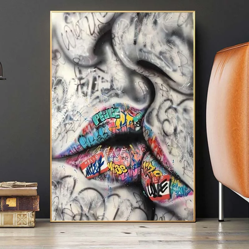 Lover Kissing Graffiti Art Canvas Paintings On the Wall Art Posters And Prints Abstract Street Art Wall Pictures Home Decor
Lover Kissing Graffiti Art Canvas Paintings On the Wall Art Posters And Prints Abstract Street Art Wall Pictures Home Decor