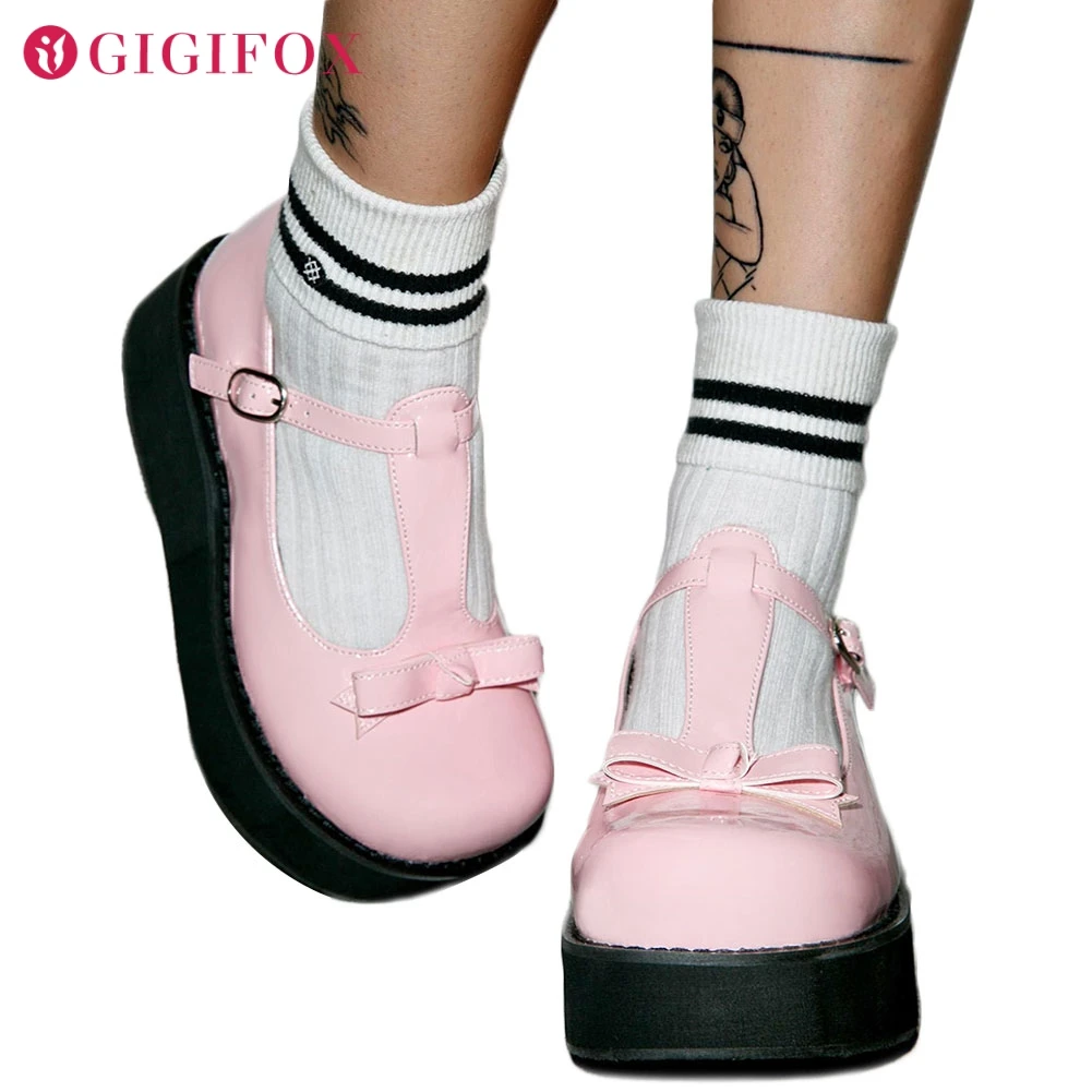 GIGIFOX 2021 Brand On Sale Big Size 43 Sweet Gothic Style Lolita Girls Pink Black T-strap Mary Janes Platform Flats Shoes Women
GIGIFOX 2021 Brand On Sale Big Size 43 Sweet Gothic Style Lolita Girls Pink Black T-strap Mary Janes Platform Flats Shoes Women