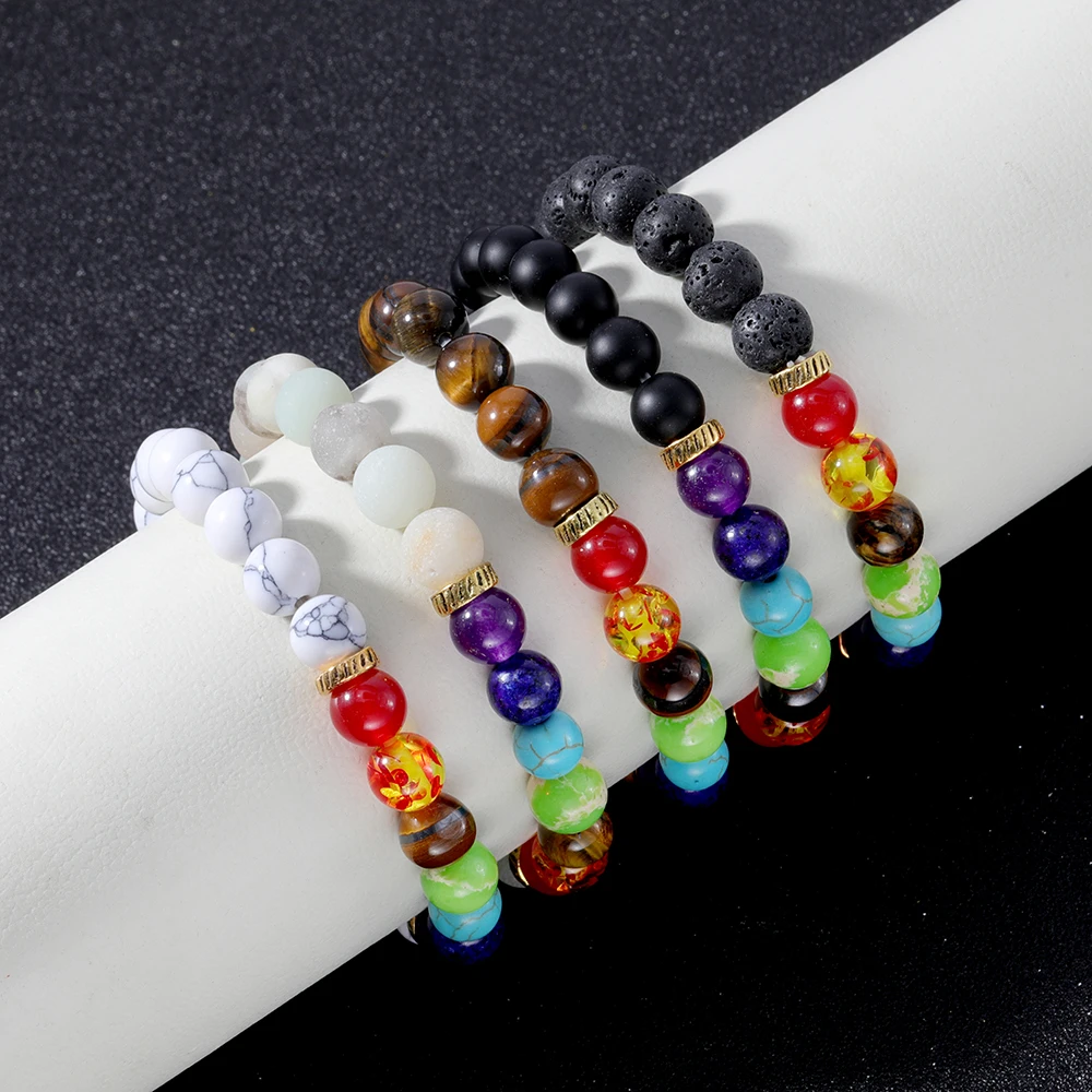 OAIITE 8mm Natural Stone Bead Bracelet Onyx Tiger Eye Howlite Amazonite Lava Elasticity 7 Chakra Yoga Bracelets for Women Men
OAIITE 8mm Natural Stone Bead Bracelet Onyx Tiger Eye Howlite Amazonite Lava Elasticity 7 Chakra Yoga Bracelets for Women Men