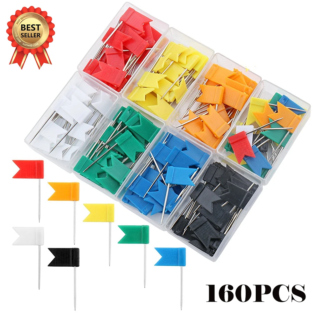 160 Pieces Push Pins Map Flag Tacks Assorted Board Message Paper Fixed Needle Binding Supplies 7 Colors
160 Pieces Push Pins Map Flag Tacks Assorted Board Message Paper Fixed Needle Binding Supplies 7 Colors