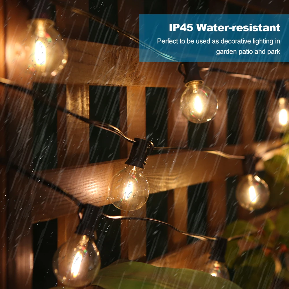 Tomshine 12m/39.37ft E12 Base G40 LED String Light with 25 Sockets & 28Bulbs IP45 Hanging Fairy Lights for Garden Backyard Decor
Tomshine 12m/39.37ft E12 Base G40 LED String Light with 25 Sockets & 28Bulbs IP45 Hanging Fairy Lights for Garden Backyard Decor