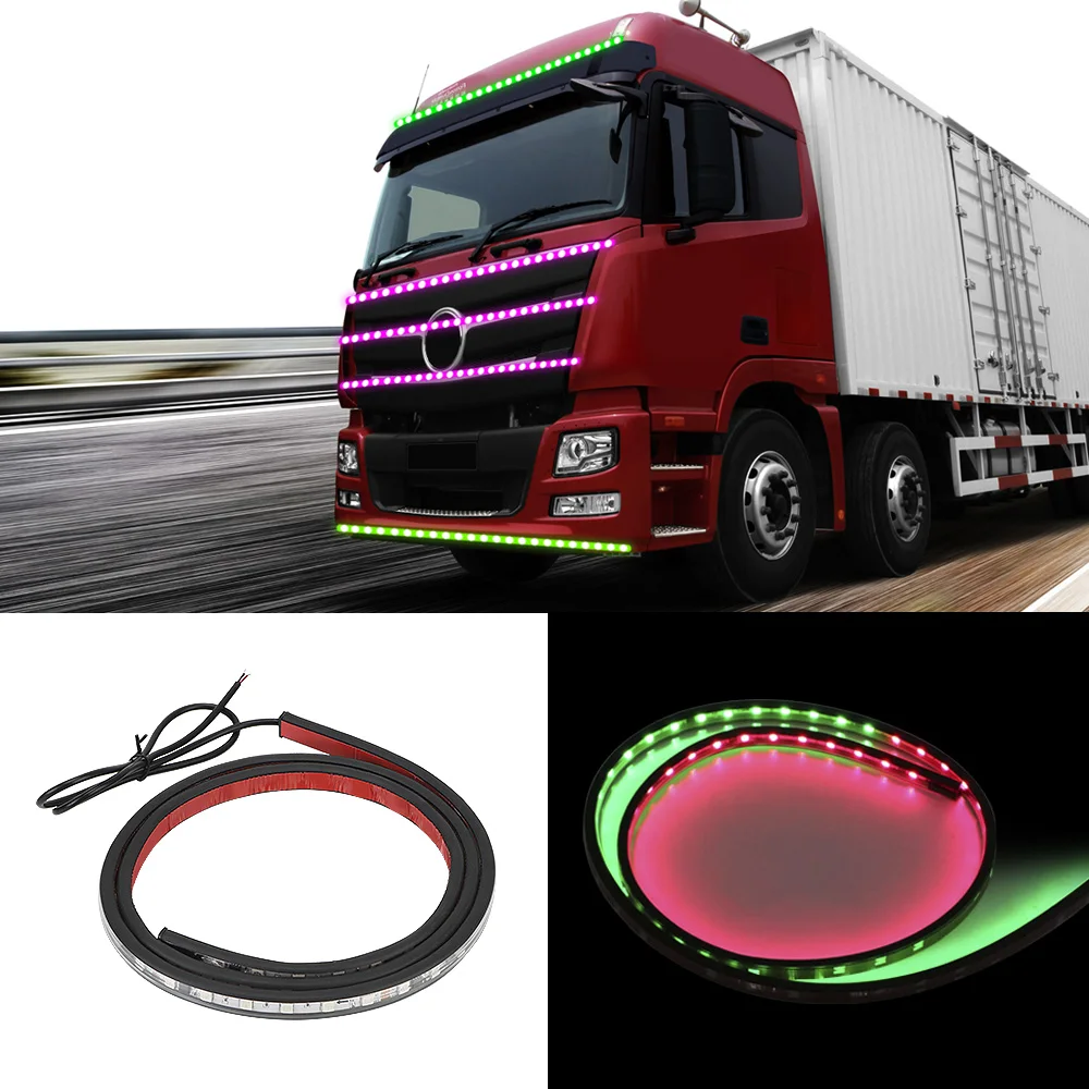 

RGB Супер яркие 24 В атмосферные лампы для крыши грузовика 1-2,4 м авто декоративный светильник, цветная гибкая светодиодная лента, водонепрониц...