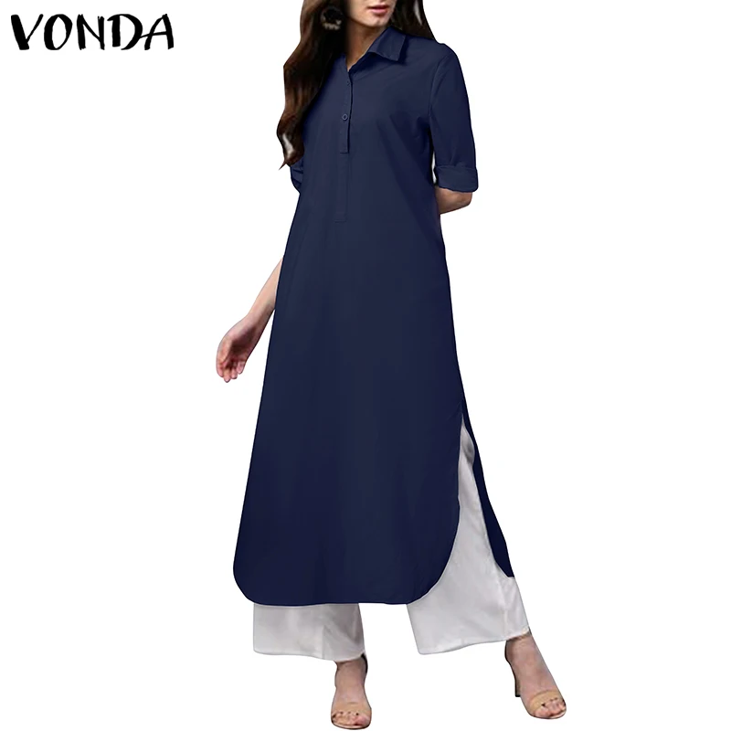 Women Casual Long Sleeve Shirt Dress 2021 VONDA Sexy Side Split Lapel Collar Veatido Bohemian Dress Office Sundress
Women Casual Long Sleeve Shirt Dress 2021 VONDA Sexy Side Split Lapel Collar Veatido Bohemian Dress Office Sundress