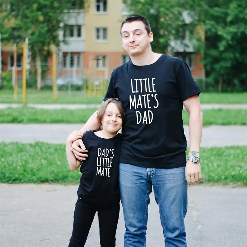 Летняя футболка с принтом шрифтов для Отца и Сына свободная коротким рукавом