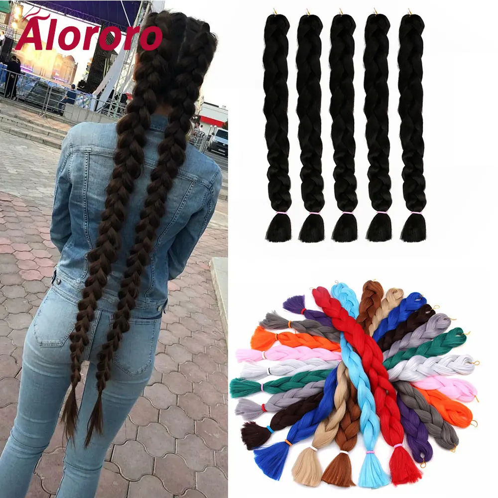 

Alororo Pure Braiding Hair Synthetic Hair Extension for Braids 82 inches/165g Black Afro Jumbo Braid Hair