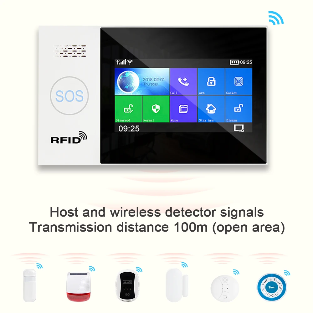 Tuya WiFi GSM home Security Protection smart Alarm System Touch screen Burglar kit Mobile APP Remote Control RFID Arm and Disarm
Tuya WiFi GSM home Security Protection smart Alarm System Touch screen Burglar kit Mobile APP Remote Control RFID Arm and Disarm