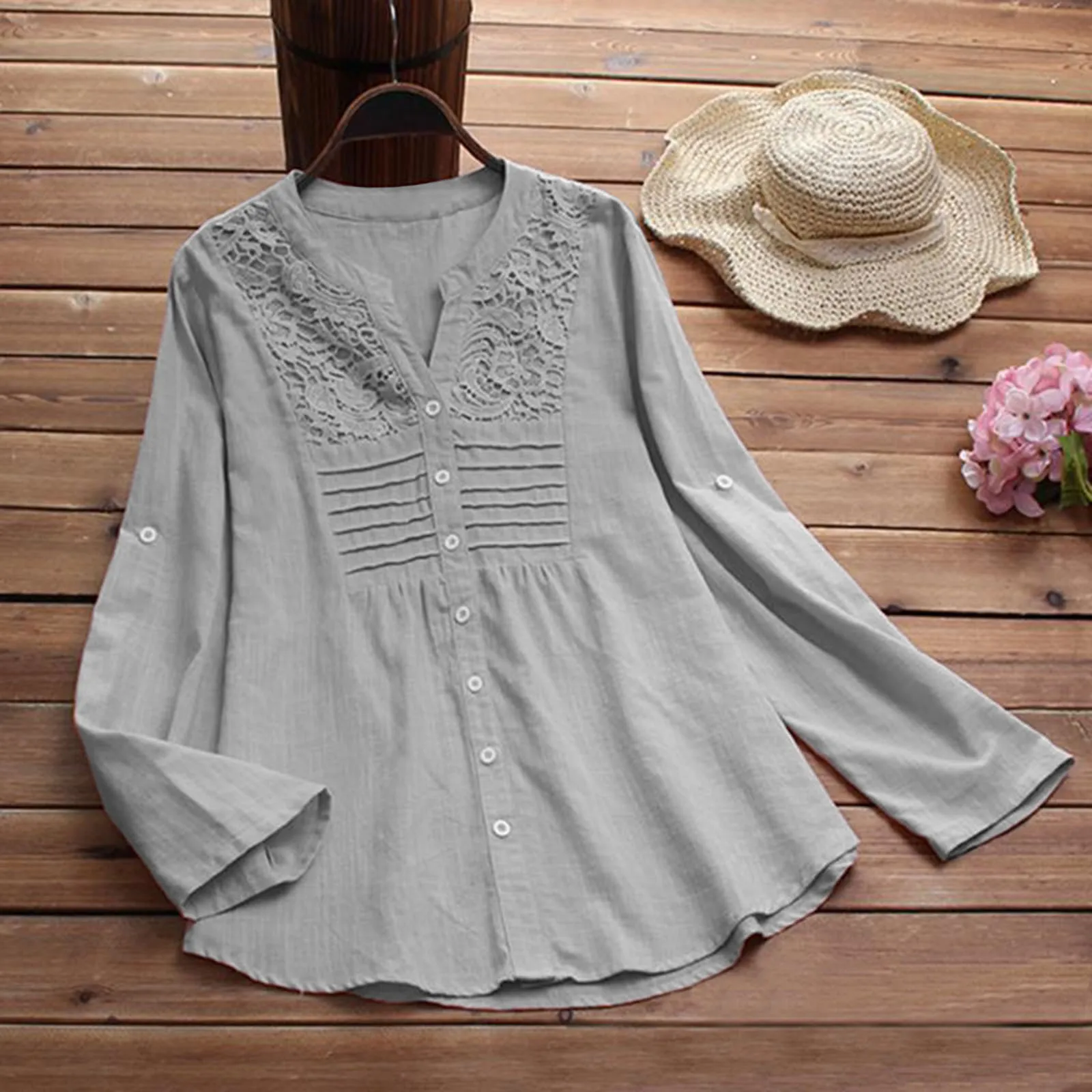 Women Casual Embroidery Long Sleeve Blouse Shirts Ladies Solid Color V-neck Button Loose Shirt Tops Women Vintage Shirts #3
Women Casual Embroidery Long Sleeve Blouse Shirts Ladies Solid Color V-neck Button Loose Shirt Tops Women Vintage Shirts #3