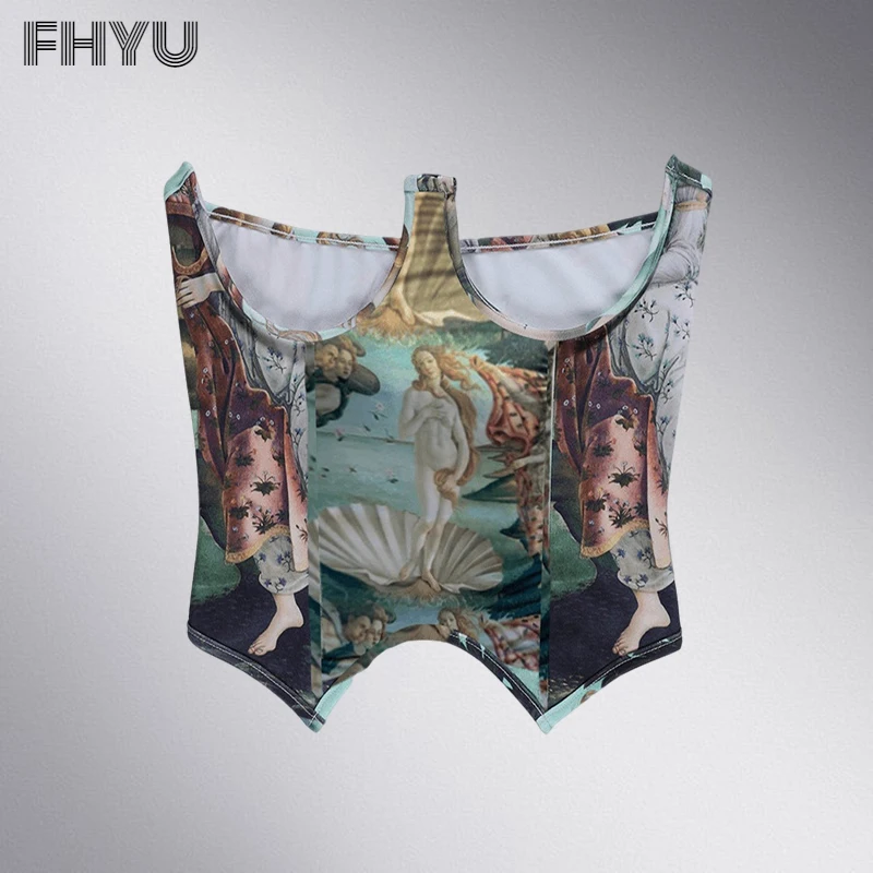 FHYU Fish Bone Oil Painting Printing Sexy Women Corset S-L High Quality Fashion Slim Splicing Female Girdle Waist Clip Corsets
FHYU Fish Bone Oil Painting Printing Sexy Women Corset S-L High Quality Fashion Slim Splicing Female Girdle Waist Clip Corsets