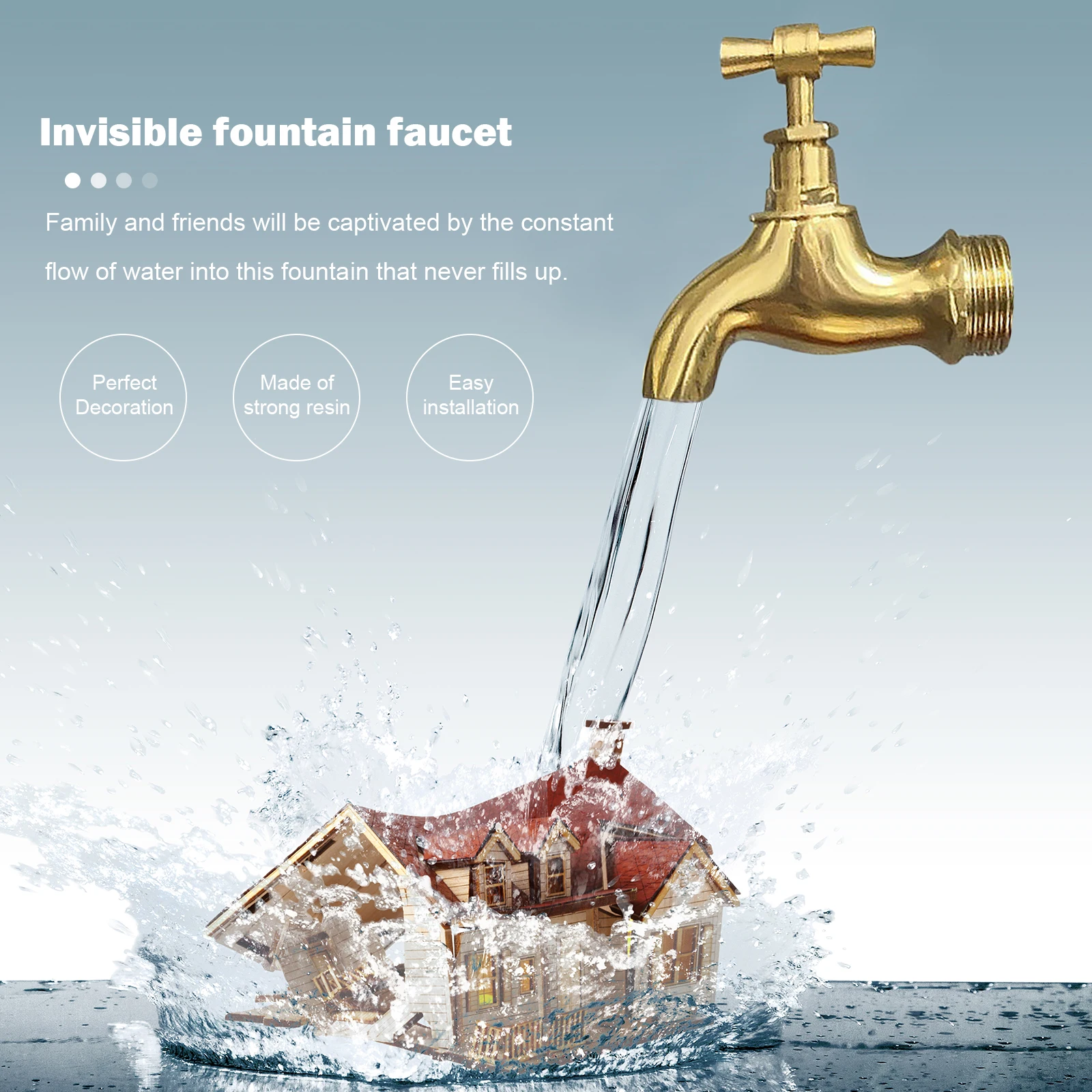 Invisible Floating Faucet Kit Flowing Spout Watering Can Fountain Imitation Flowing Water Floating Tap Faucet for DIY Garden Art
Invisible Floating Faucet Kit Flowing Spout Watering Can Fountain Imitation Flowing Water Floating Tap Faucet for DIY Garden Art