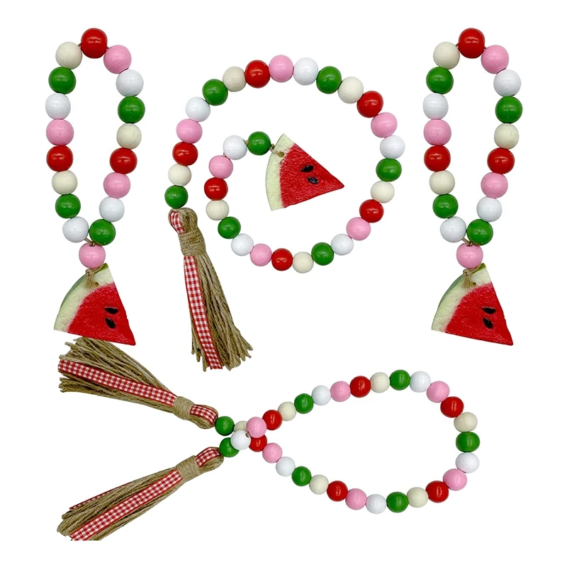 4 Pcs Watermelon Wood Bead Garland with Tassels-Rustic Garland Prayer Boho Beads for Summer Country Style Fruit Themed
4 Pcs Watermelon Wood Bead Garland with Tassels-Rustic Garland Prayer Boho Beads for Summer Country Style Fruit Themed