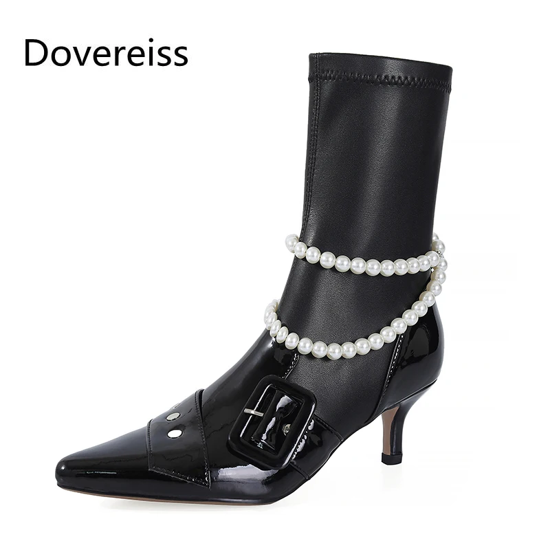 Dovereiss Fashion Women's Shoes Winter new Elegant Pure color Slip on Stilettos heels Metal chain Ankle boots Concise 34-39
Dovereiss Fashion Women's Shoes Winter new Elegant Pure color Slip on Stilettos heels Metal chain Ankle boots Concise 34-39