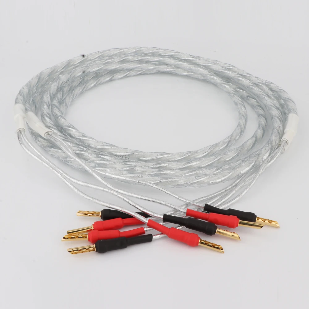

Preffair Hi-End OCC Silver Plated Speaker Cable with Gold Plated Banana To Banana Plug Loudspeaker Cable HIFI Audiophile Wire