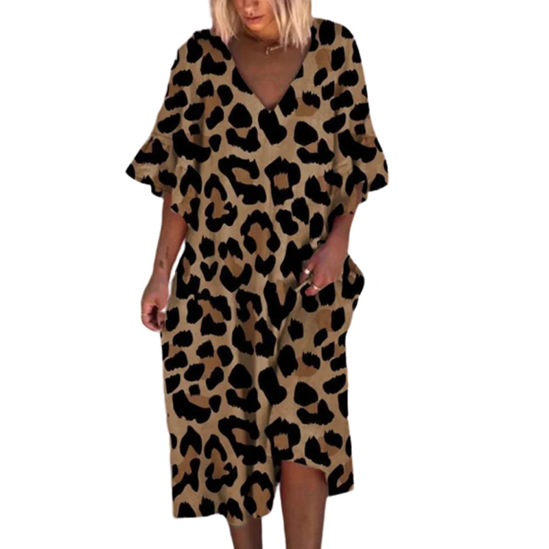 Plus Size Leopard Mid Long Dresses Half Sleeve Women Summer Casual Beach Party Dress Loose Vintage Holiday Vestidos S-3XL 2021
Plus Size Leopard Mid Long Dresses Half Sleeve Women Summer Casual Beach Party Dress Loose Vintage Holiday Vestidos S-3XL 2021