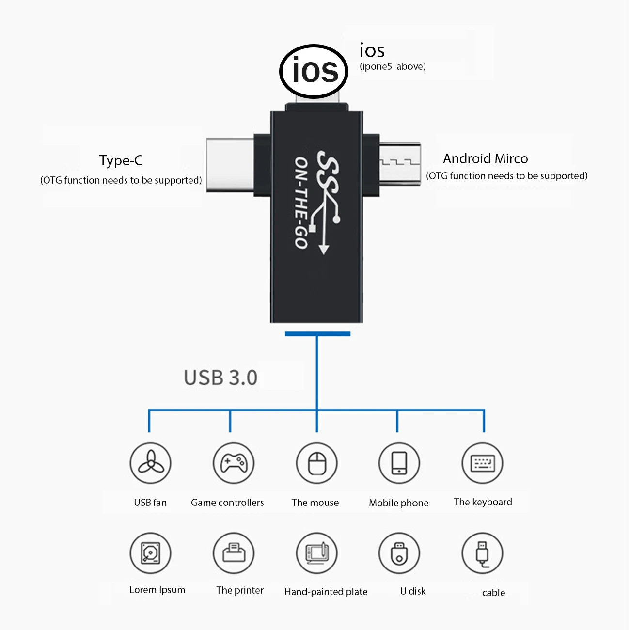 Адаптер 3 в 1 Type-C Micro USB OTG, легко использовать, не носить с собой, несколько адаптеров, поддержка клавиатур/мышей/цифровой камеры/USB флеш-накопи...
Адаптер 3 в 1 Type-C Micro USB OTG, легко использовать, не носить с собой, несколько адаптеров, поддержка клавиатур/мышей/цифровой камеры/USB флеш-накопи...