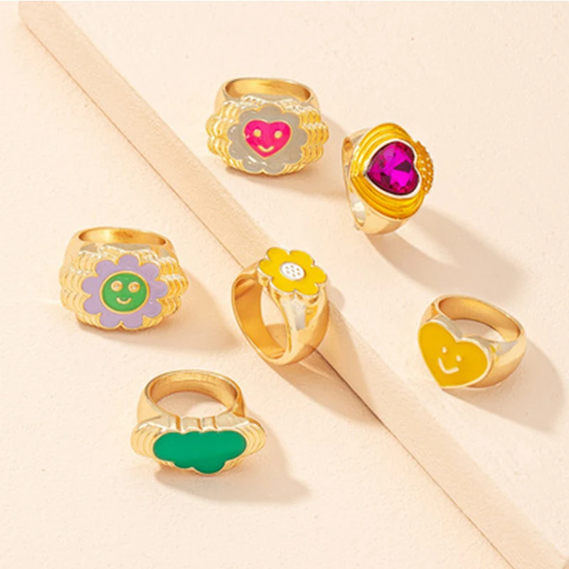Smile Ring Enamel Thick Ring Size Luxury Spring Fine Lucky Jewelry Heart Clouds Rings for Women Gift
Smile Ring Enamel Thick Ring Size Luxury Spring Fine Lucky Jewelry Heart Clouds Rings for Women Gift