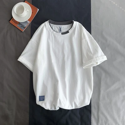 han Men's summer simple solid color T-shirt student fake two pieces of casual wild couple short-sleeved tide
han Men's summer simple solid color T-shirt student fake two pieces of casual wild couple short-sleeved tide