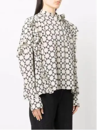 Women Blouse Geometry Printed Ruffles Bow Long Sleeve 2021 Autumn Female Top Shirt
Women Blouse Geometry Printed Ruffles Bow Long Sleeve 2021 Autumn Female Top Shirt