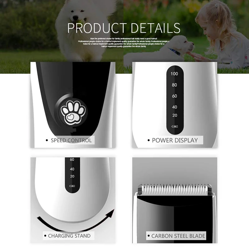 Pet Hair Clippers USB Rechargeable Pet Hair Trimmer Low Noise Pet Grooming Kit Set Haircut Machine For Dogs Cats Pet Supplies
Pet Hair Clippers USB Rechargeable Pet Hair Trimmer Low Noise Pet Grooming Kit Set Haircut Machine For Dogs Cats Pet Supplies