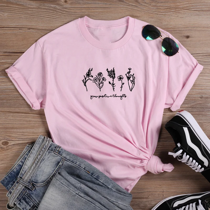 Grow Positive Funny T Shirt Women Summer O-neck Short Sleeve Women T Shirt Casual Tshirt Cotton Women Loose Tee Shirt Top
Grow Positive Funny T Shirt Women Summer O-neck Short Sleeve Women T Shirt Casual Tshirt Cotton Women Loose Tee Shirt Top