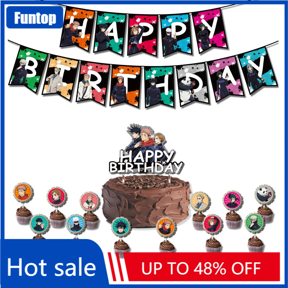 Hot Anime Jujutsu Kaisen Theme Party Supplies Birthday Balloons Banner Cake Toppers Kids for Baby shower Birthday Party Decor
Hot Anime Jujutsu Kaisen Theme Party Supplies Birthday Balloons Banner Cake Toppers Kids for Baby shower Birthday Party Decor