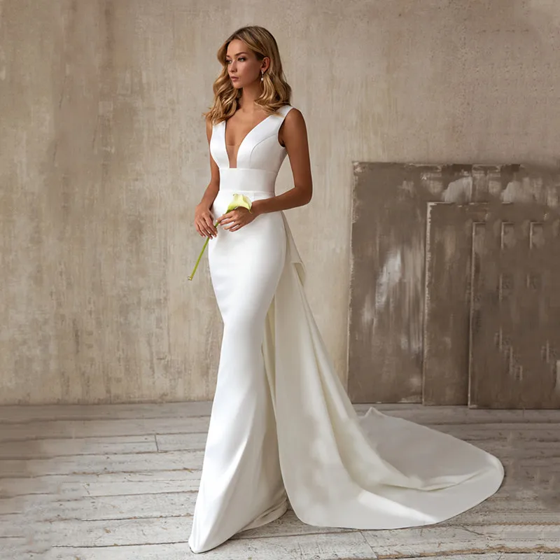 Vintage V Neck Mermaid Wedding Gown 2021 Dresses Sleeveless Backless Detachable Train Robe De Mariage For Women Custom Bridal
Vintage V Neck Mermaid Wedding Gown 2021 Dresses Sleeveless Backless Detachable Train Robe De Mariage For Women Custom Bridal