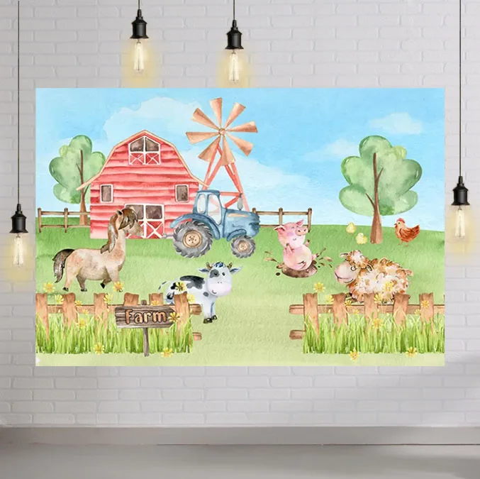 Rural Farm Birthday Party Animal Portrait Child Baby Shower Cartoon Background Photography Props for Photo Studio Custom Banner
Rural Farm Birthday Party Animal Portrait Child Baby Shower Cartoon Background Photography Props for Photo Studio Custom Banner