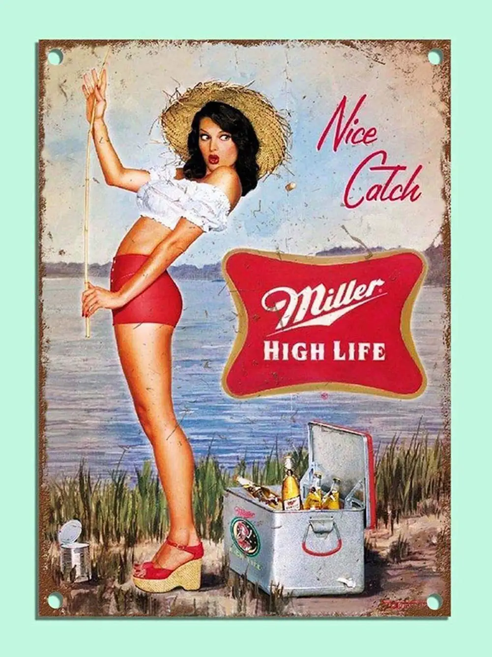 Jesiceny New Tin Sign Retro Style Miller Beer Girl Fishing Bar Den Aluminum Metal Sign 8x12 INCH 
Jesiceny New Tin Sign Retro Style Miller Beer Girl Fishing Bar Den Aluminum Metal Sign 8x12 INCH