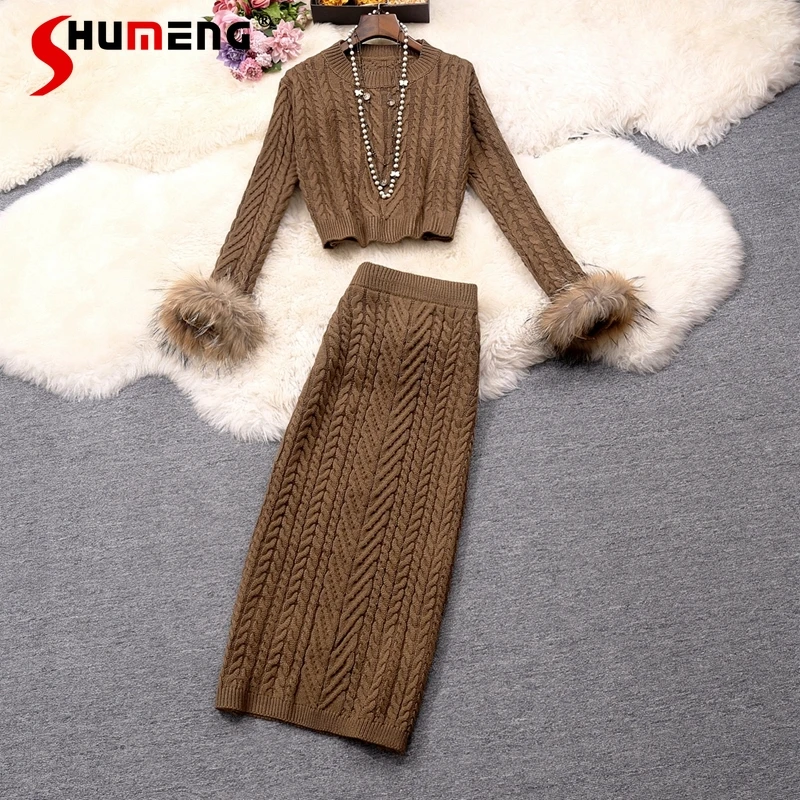 Autumn Winter New Round Neck Twist Knitted High Waist Hip-Wrapped Mid-Length Skirt Furry Sleeves Long Sleeve Sweater Suit
Autumn Winter New Round Neck Twist Knitted High Waist Hip-Wrapped Mid-Length Skirt Furry Sleeves Long Sleeve Sweater Suit