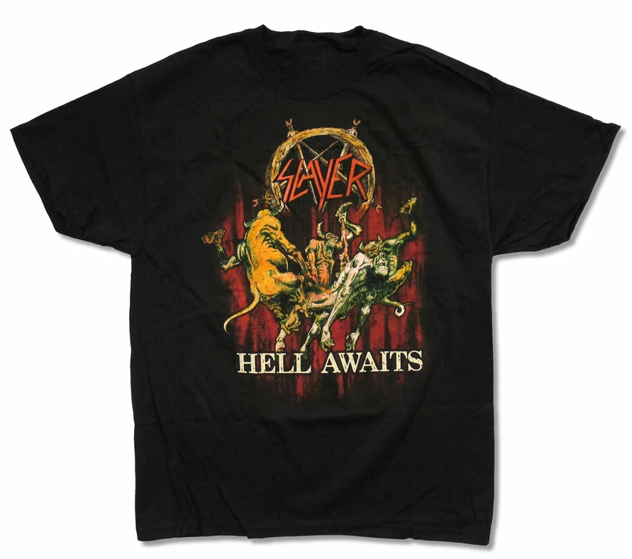 Slayer Hell ждёт Мужская черная футболка новая группа музыка взрослый большой размер